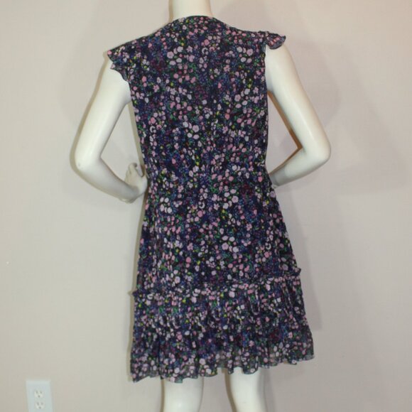 Saloni Bea Watercolor Blue Floral Button up lined Dress woman's US 8 - Picture 4 of 8